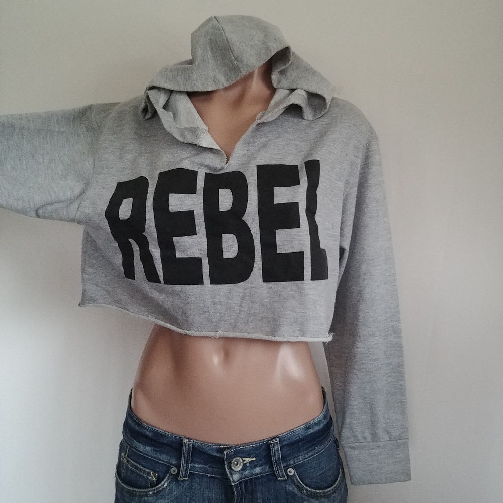 Rebel Crop Hoodie Sweatshirt Miss Popular